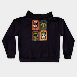 Ben Cooper style monster mask collage Kids Hoodie